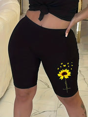 Faith Print High Waist Biker Shorts for Women