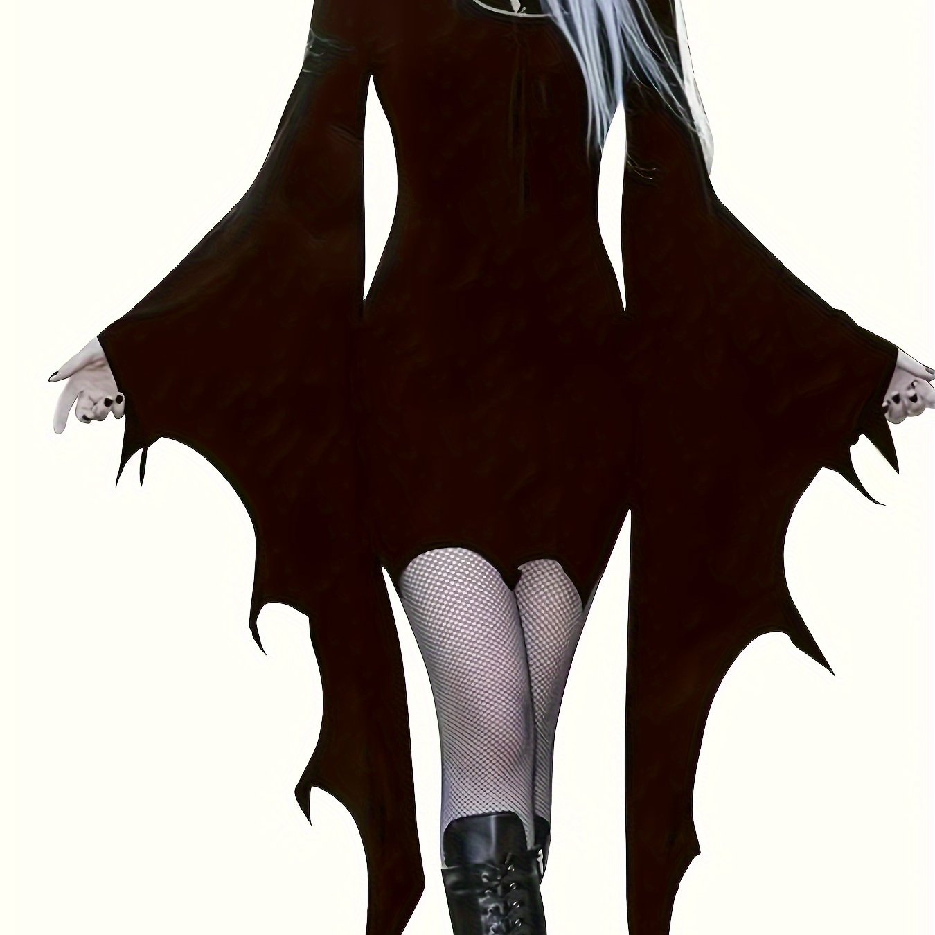  Goth Dress Women's Plus Solid Bell Sleeve V Neck Lace Up