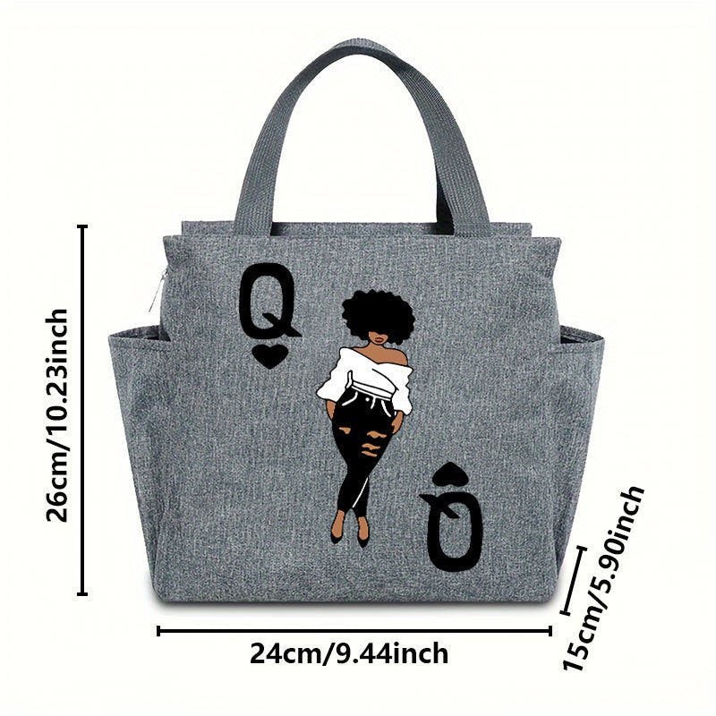 Queen Insulated Lunch Bag Oxford Canvas Tote Cartoon Large Capacity Portable