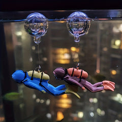Resin Floating Diver Fish Tank Ornament Underwater Aquarium Decor