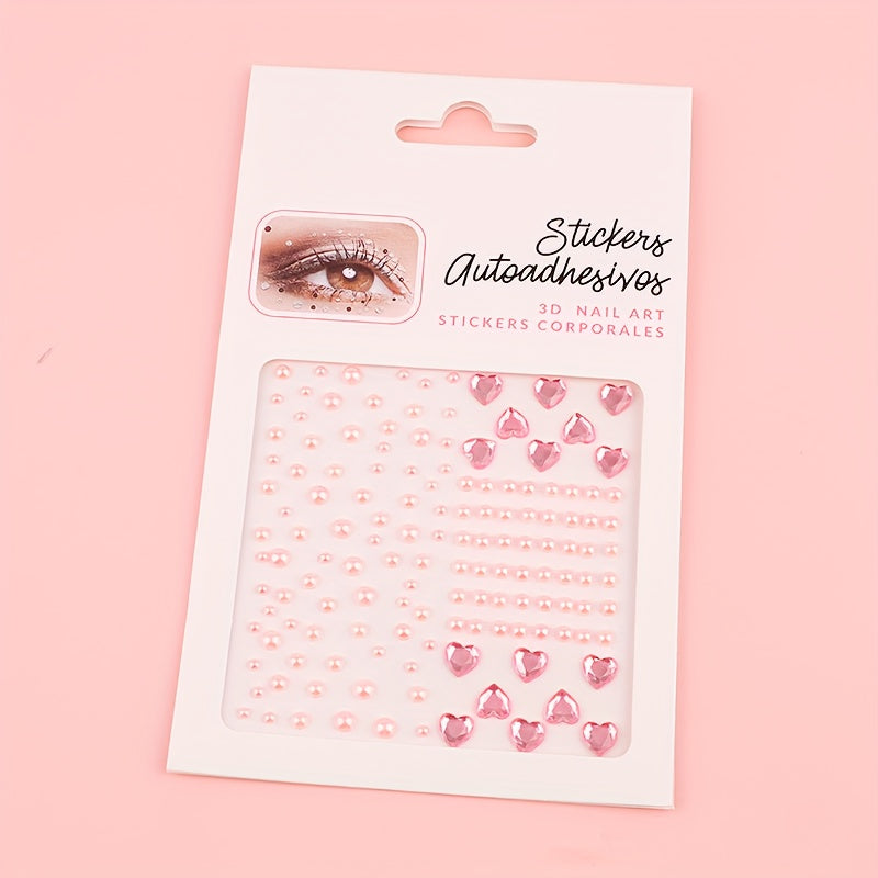 Colorful Eye Makeup Stickers Rhinestone & Pearl Decoration