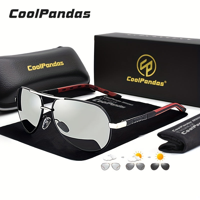 CoolPandas Aviation Sunglasses - Men's Photochromic Polarized Anti Glare Eyewear
