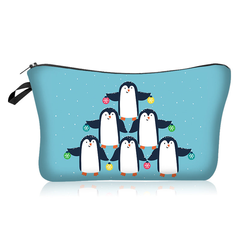 Christmas Pattern Makeup Bag Zipper Cosmetic Organizer Travel Toiletry Bag