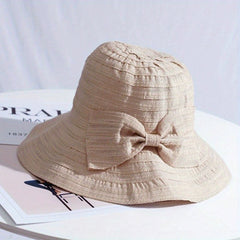 Vintage Wide Brim Bucket Hat Sunscreen Travel Beach Hats For Women