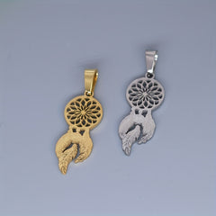 Stainless Steel Dream Catcher Feather Charm Pendant Necklace For Man