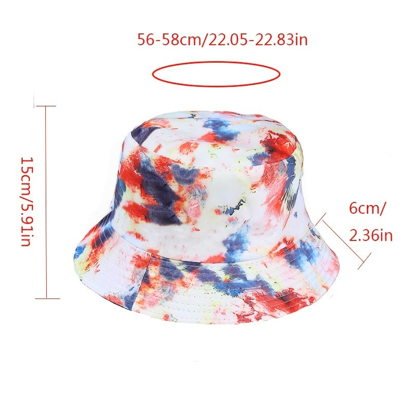 Colorful Tie Dye Bucket Hat Casual Sunscreen Travel Fisherman Cap
