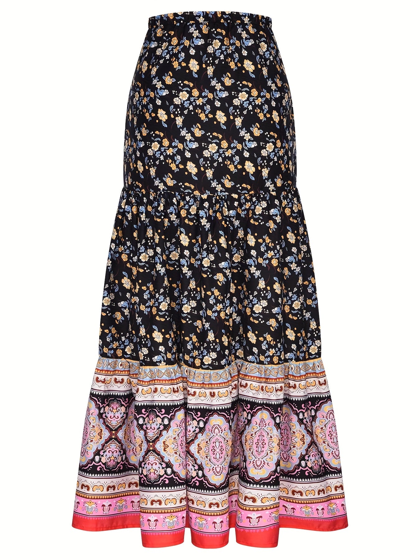Floral Print Tie Front Skirt Boho Skirt For Spring & Summer