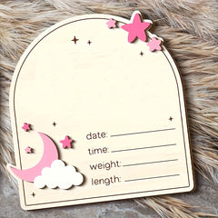 Personalized Moon & Stars Birth Stats Frame