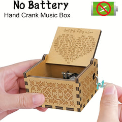 Wooden Music Box Can't Help Falling In Love Engraved Antique Musical Box