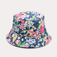 Flower Print Reversible Bucket Hats Casual Sunscreen Basin Hats