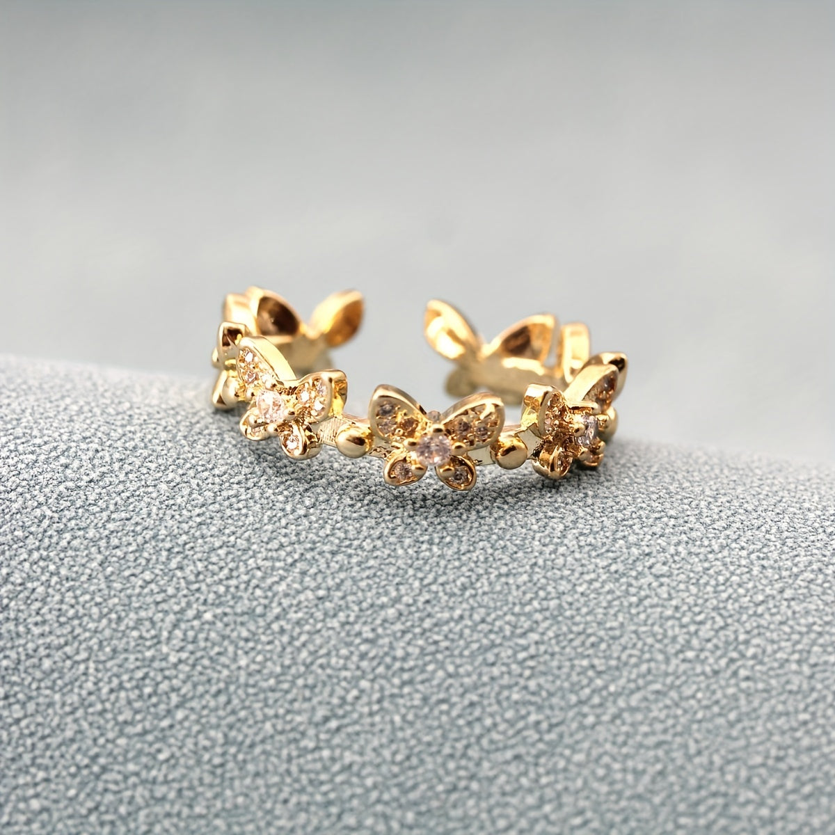 Butterfly Zircon Ring Inlaid Zircon Ring Female Opening Adjustable
