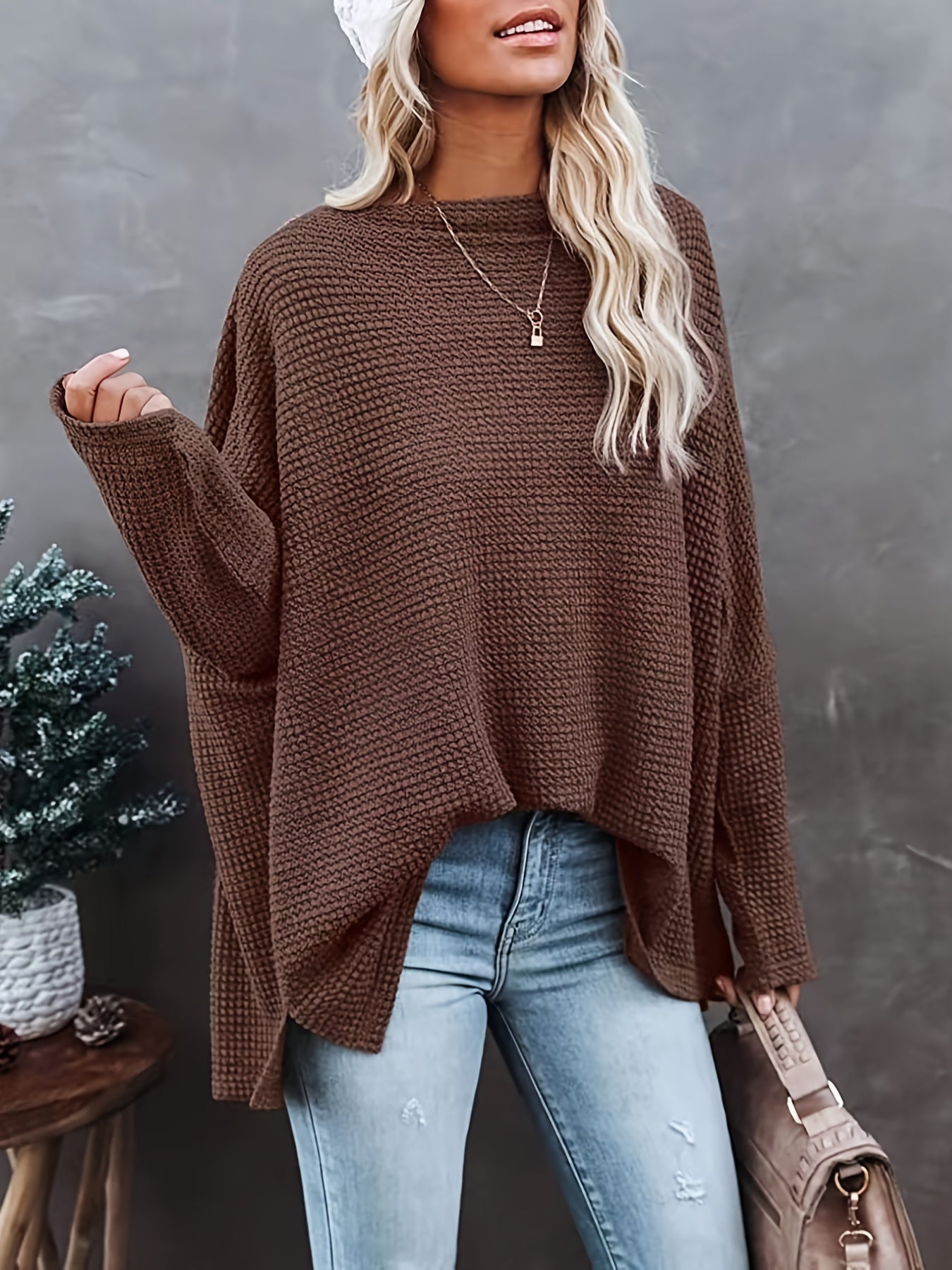 Off Shoulder Bat Sleeve Knitted Sweater Top