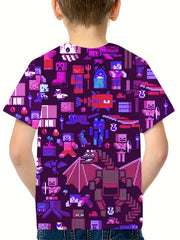 Kids 3D Print Casual T-shirt Building My Wonderful World Tees Top