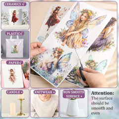 3pcs Fairy Rub On Transfer Stickers - Waterproof Decals for DIY Scrapbook
