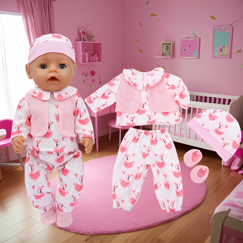 Flamingo Doll Outfit Set - Hat, Shoes, Pants, Top - Fits 35-56-45 Dolls