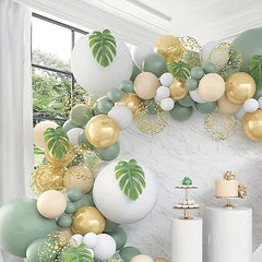 128pcs Jungle Themed Party Maroon Golden Balloons Set