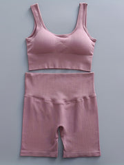 Women's Yoga Set U Neck Sports Bra & High Waisted Shorts