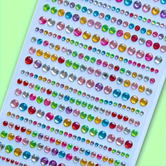640 Diamond Stickers in 10 Colors, Sparkling Round Bead & Pearl Stickers