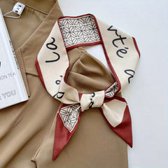 Vintage Plaid Print Skinny Scarf Head Hair Ribbon Handbag Handle Wrap Tie
