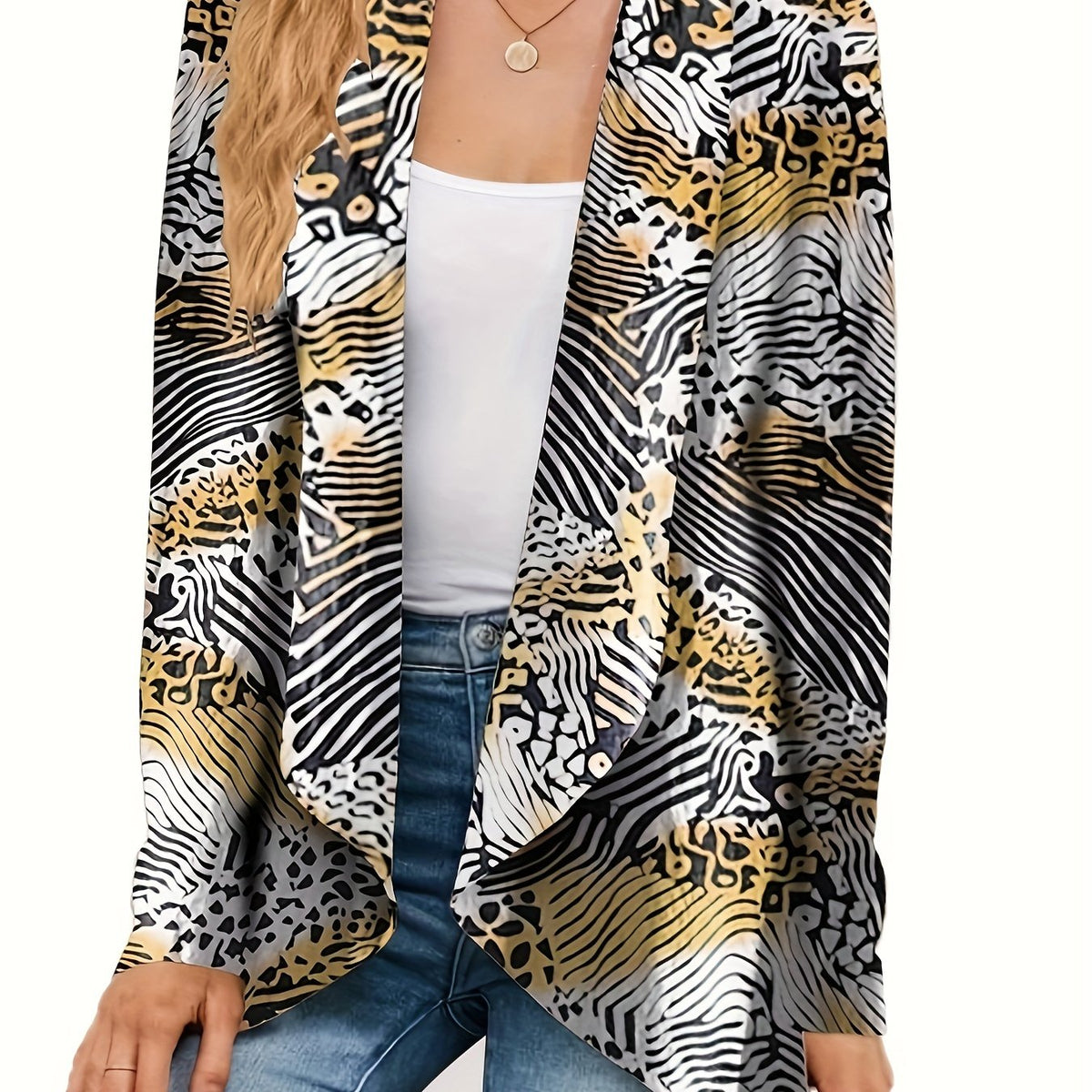  Leopard Print Open Front Cardigan