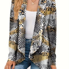  Leopard Print Open Front Cardigan