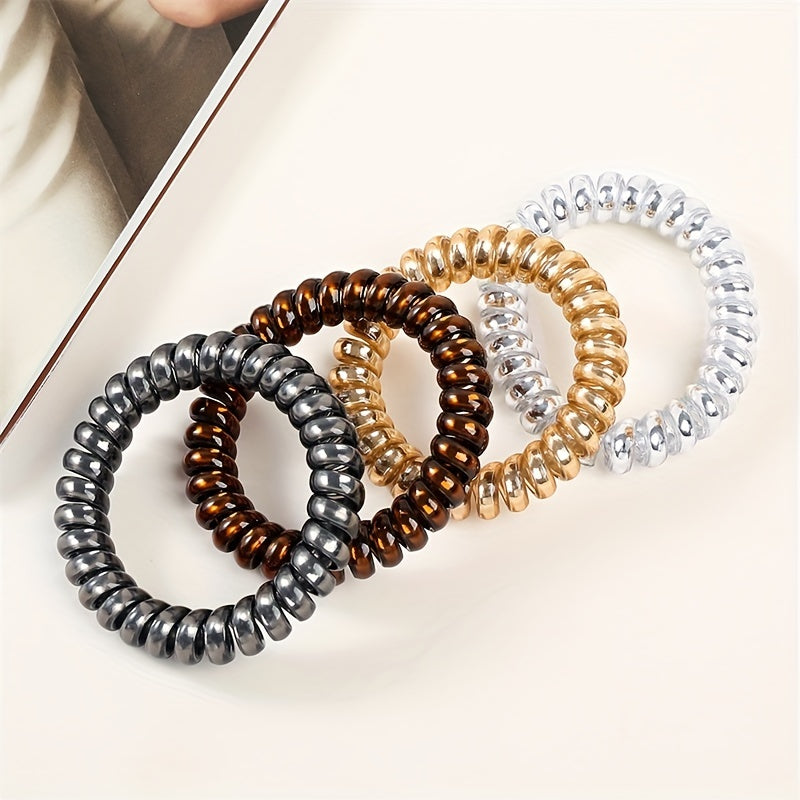 12pcs Spiral Hair Tie Scrunchies Metal Elastic Bands Ponytail Holder