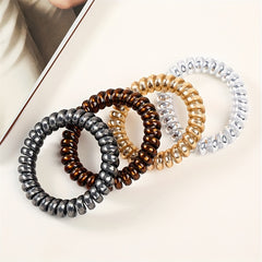 12pcs Spiral Hair Tie Scrunchies Metal Elastic Bands Ponytail Holder