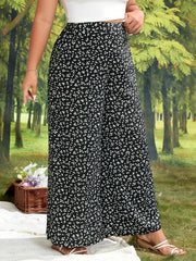  Wide Leg Trousers Elastic High Rise Floral Print Pants