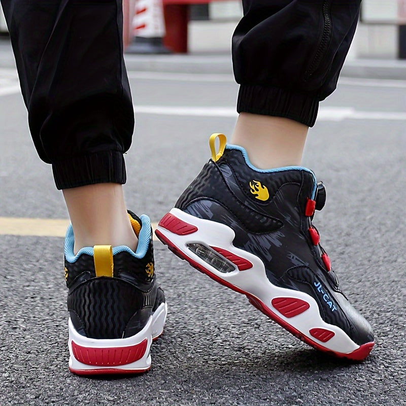 Boy's High Top Basketball Shoes with Rotating Buckle