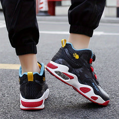 Boy's High Top Basketball Shoes with Rotating Buckle