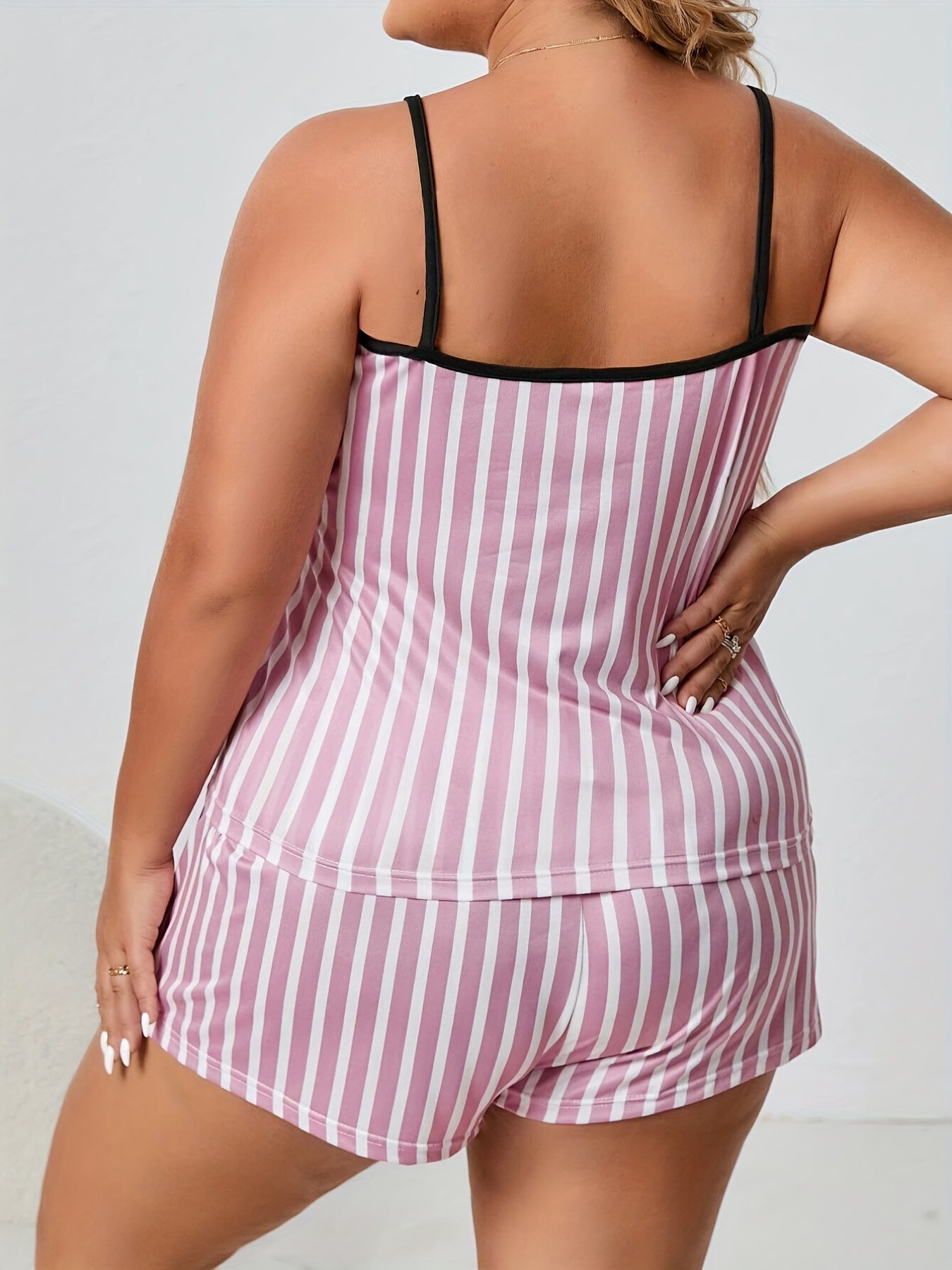  Striped Cami Top & Shorts Loungewear Set