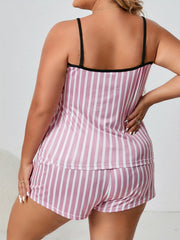  Striped Cami Top & Shorts Loungewear Set