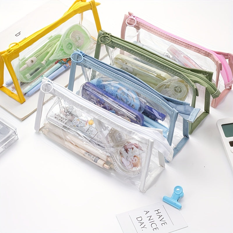 Clear Transparent Marker Pouch with Zipper for Stationery and Makeup