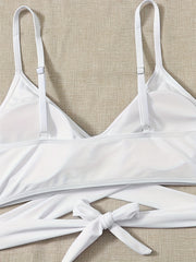  Bikini Top Solid Cross Tie Back Beach Bra