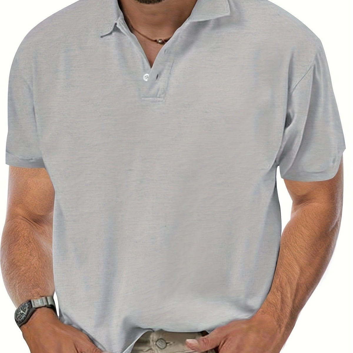 Breathable Solid Golf Polo Shirt Men's Casual V Neck T Shirt Short Sleeve