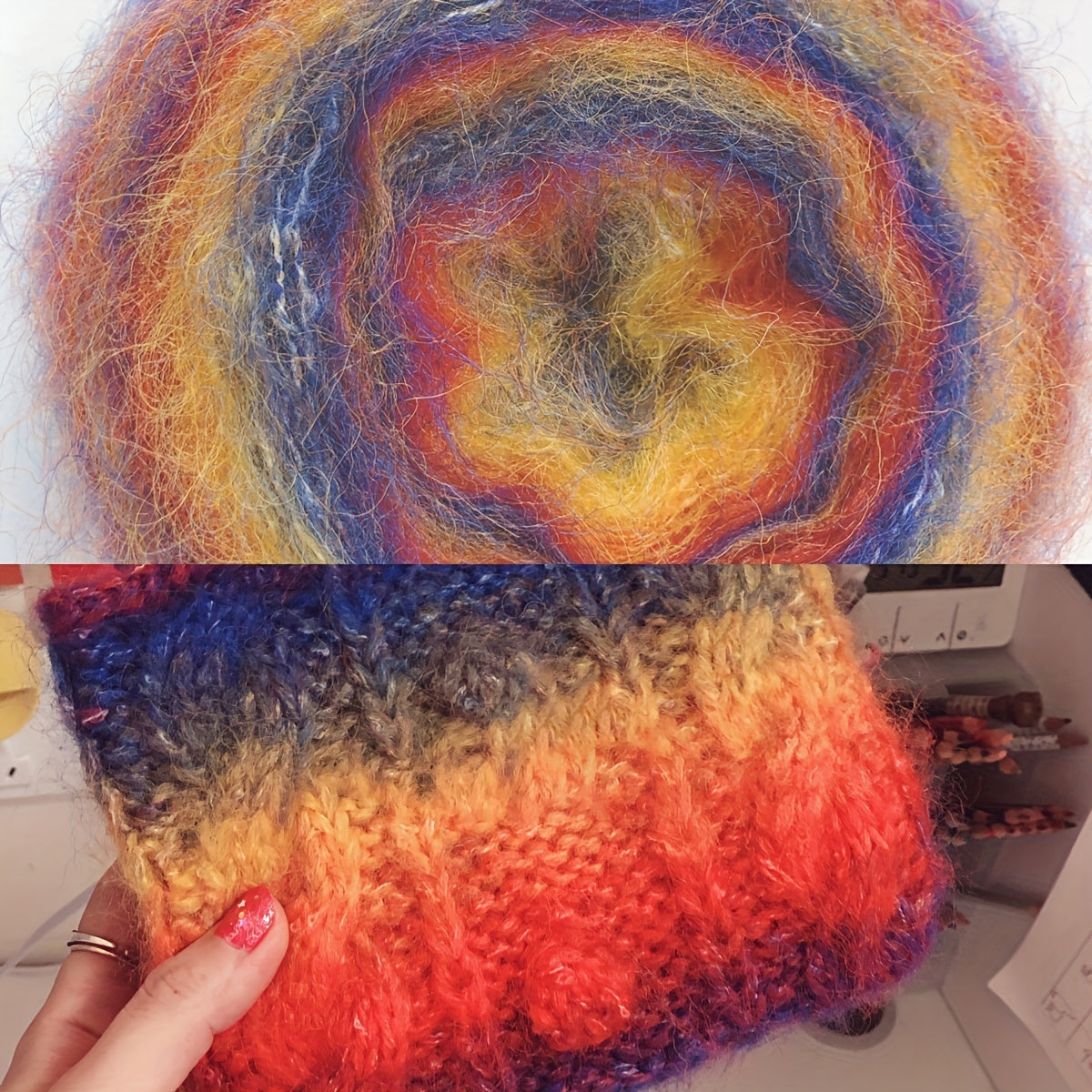 Rainbow Dream Mohair Yarn for DIY Knitting Soft Gloves Hat Coat Scarf Doll Bag