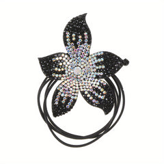 Women's Rhinestone Flower Resin Hair Tie Elastic Hair Rope