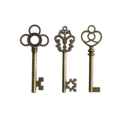 30pcs Antique Bronze Skeleton Key Charms for Crafts Steampunk Party Favors