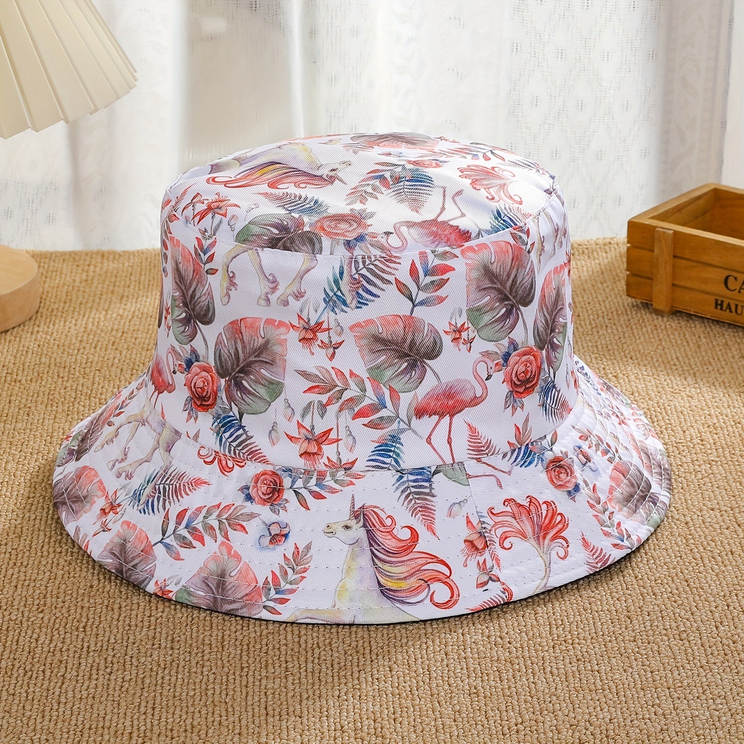 Casual Reversible Bucket Hat Unicorn Print Set Mushroom Hat
