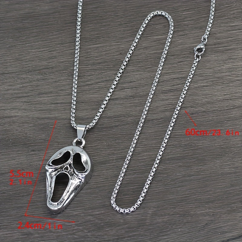 Screaming Skull Mask Punk Pendant Necklace Men Jewelry Gift