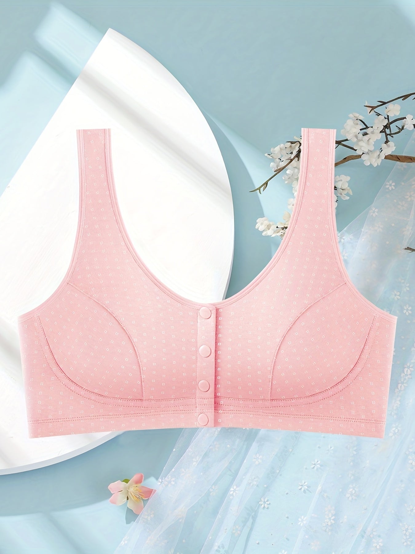  Ditsy Print Front Closure T-shirt Bra