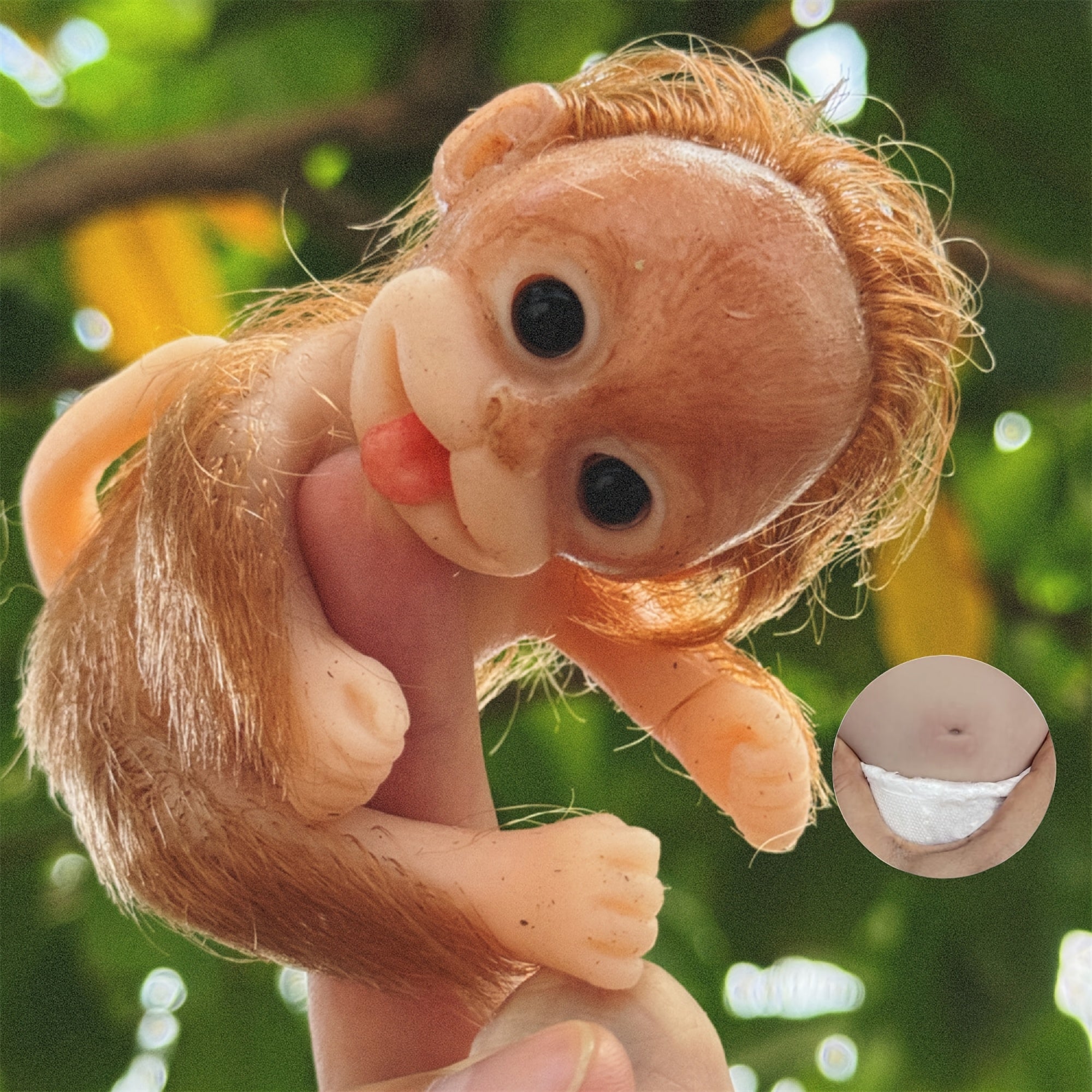 6" Hand-Painted Silicone Monkey Reborn Doll with Feeding Bottle