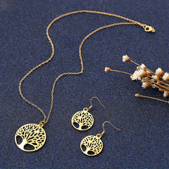 Tree Of Life Pendant Necklace Earring Set Wedding Jewelry Gift