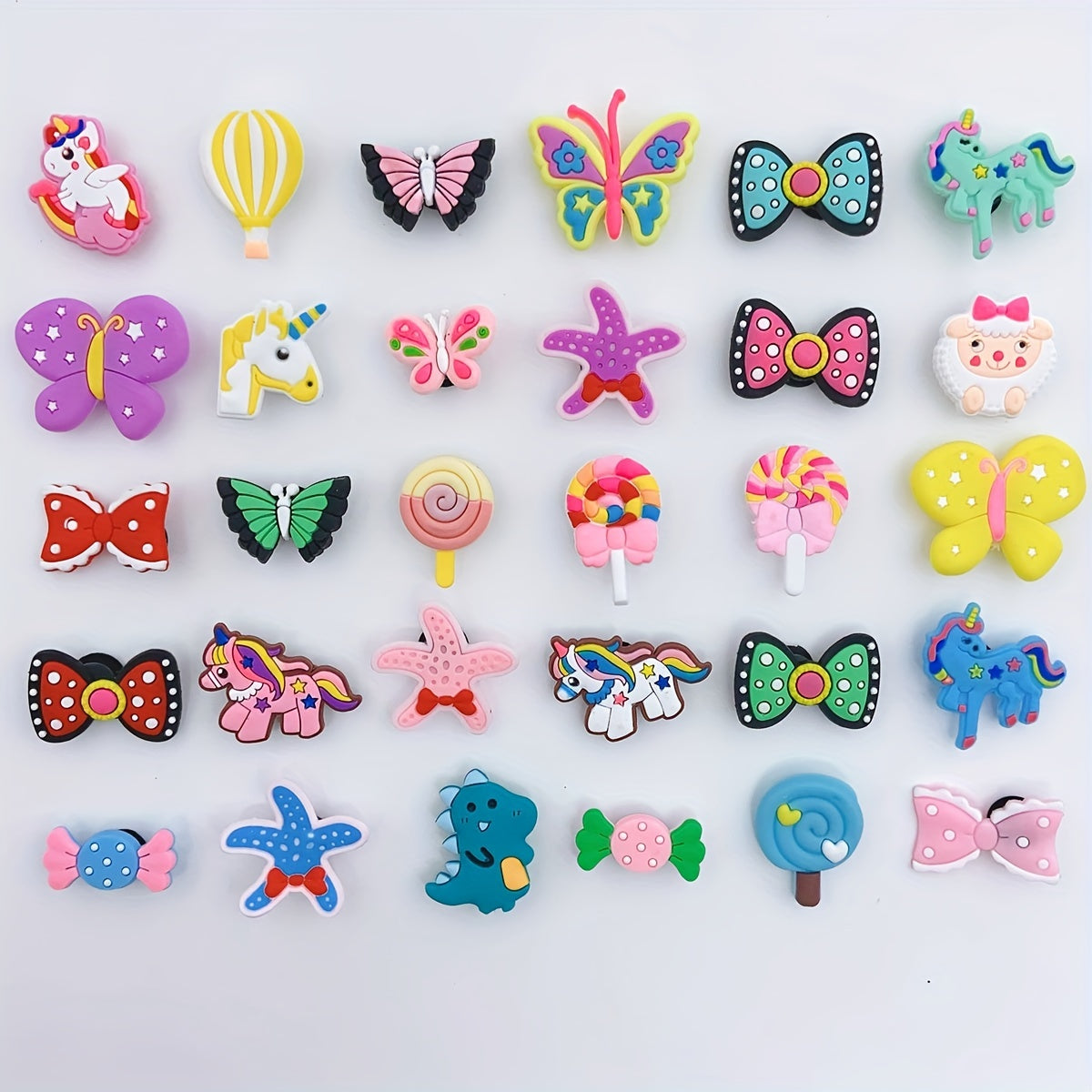 30pcs Cartoon Shoe Charm PVC Soft Rubber Shoe Buckle Clogs DIY Accessories