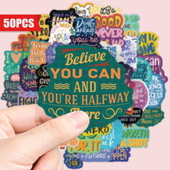 50pcs Inspirational Never Give Up Waterproof Stickers for Motivation & Strength