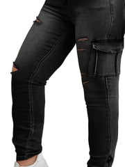 Women's Plus Size Casual Ripped Cargo Jeans