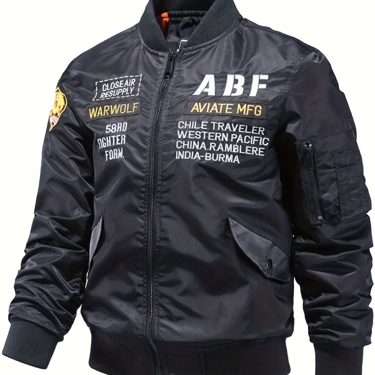 Embroidered Jacket Men's Zip Up Baseball Jacket