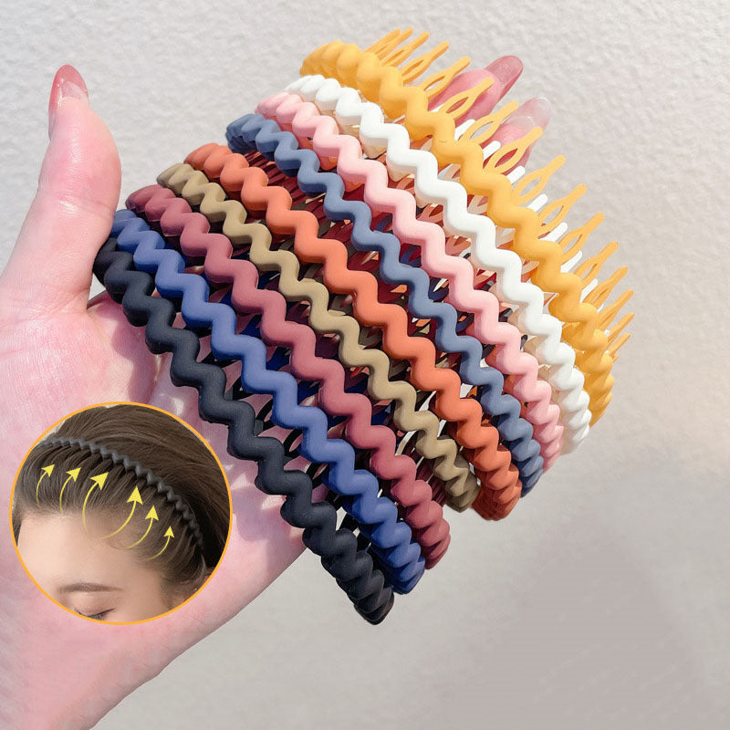 Matte Colorful Hair Band for Women Non-Slip Wavy Headband