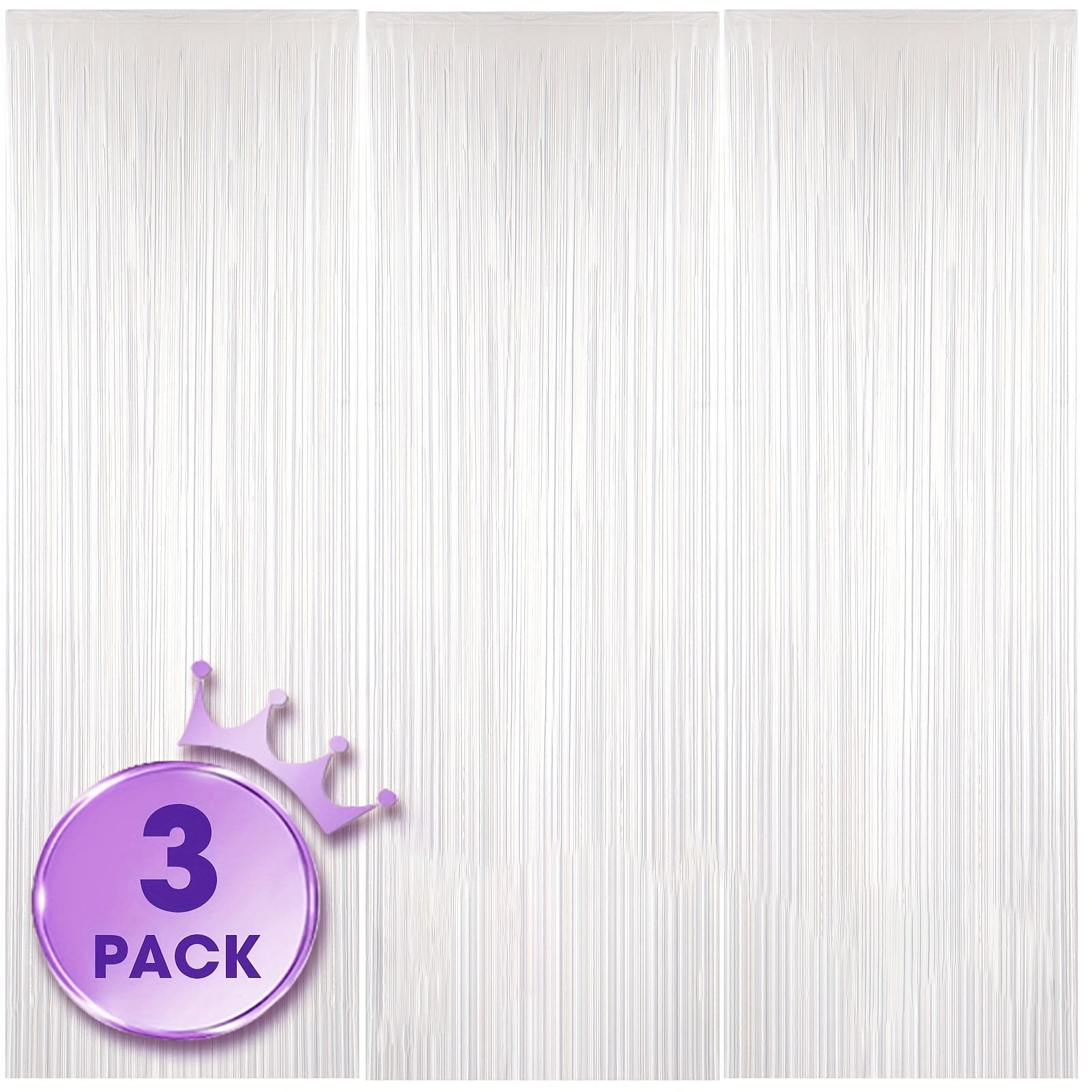 3pcs Metallic Tassel Backdrop Curtains for Party Decor