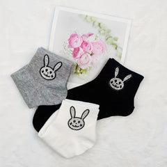 5 Pairs Bunny Rhinestone Socks Cute & Comfortable Crew Short Socks
